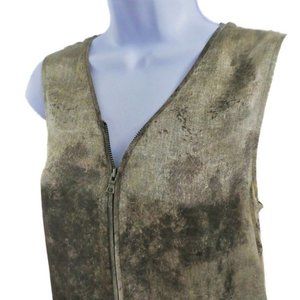 Silk V Neck GoBy GoSilk Metal Zip Pullover Top Mex Media Woven Raw Hem Washable